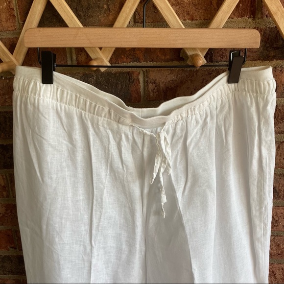 { ELLEN TRACY x COMPANY } White Wide Leg Linen Pants - Picture 2 of 6